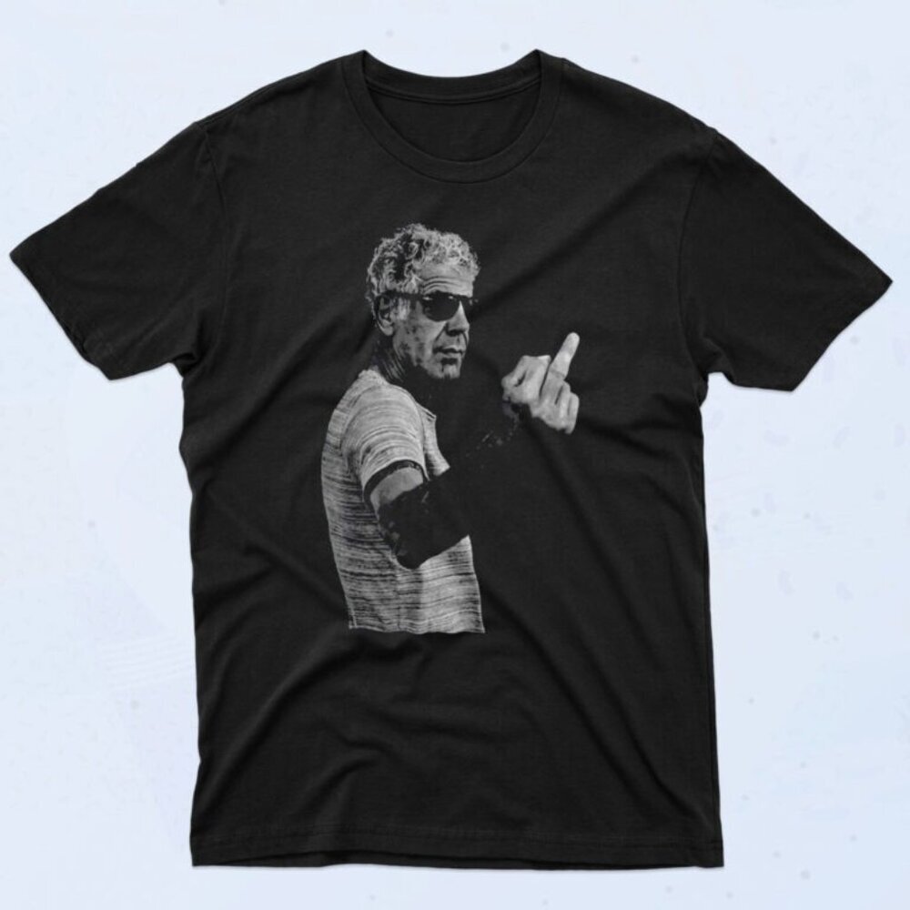 Anthony Bourdain Middle Finger 90s T-Shirt Chef Icon Streetwear Tee 05